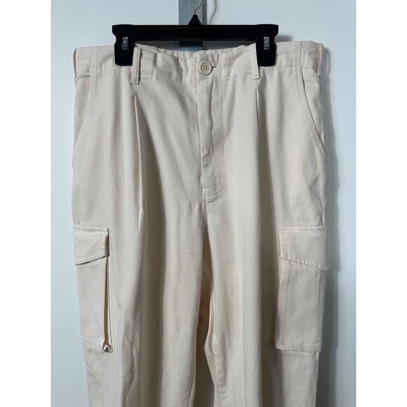 Monrow Cargo Utility Jogger Pants Womens M Cream Cotton Stretch Pockets B20 - Picture 2 of 7